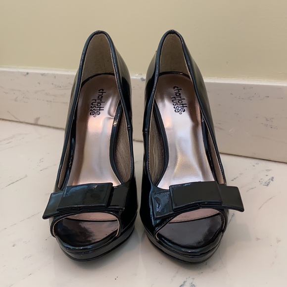 Charlotte Russe Peep Toe Heels Size 7 Black - Picture 4 of 14